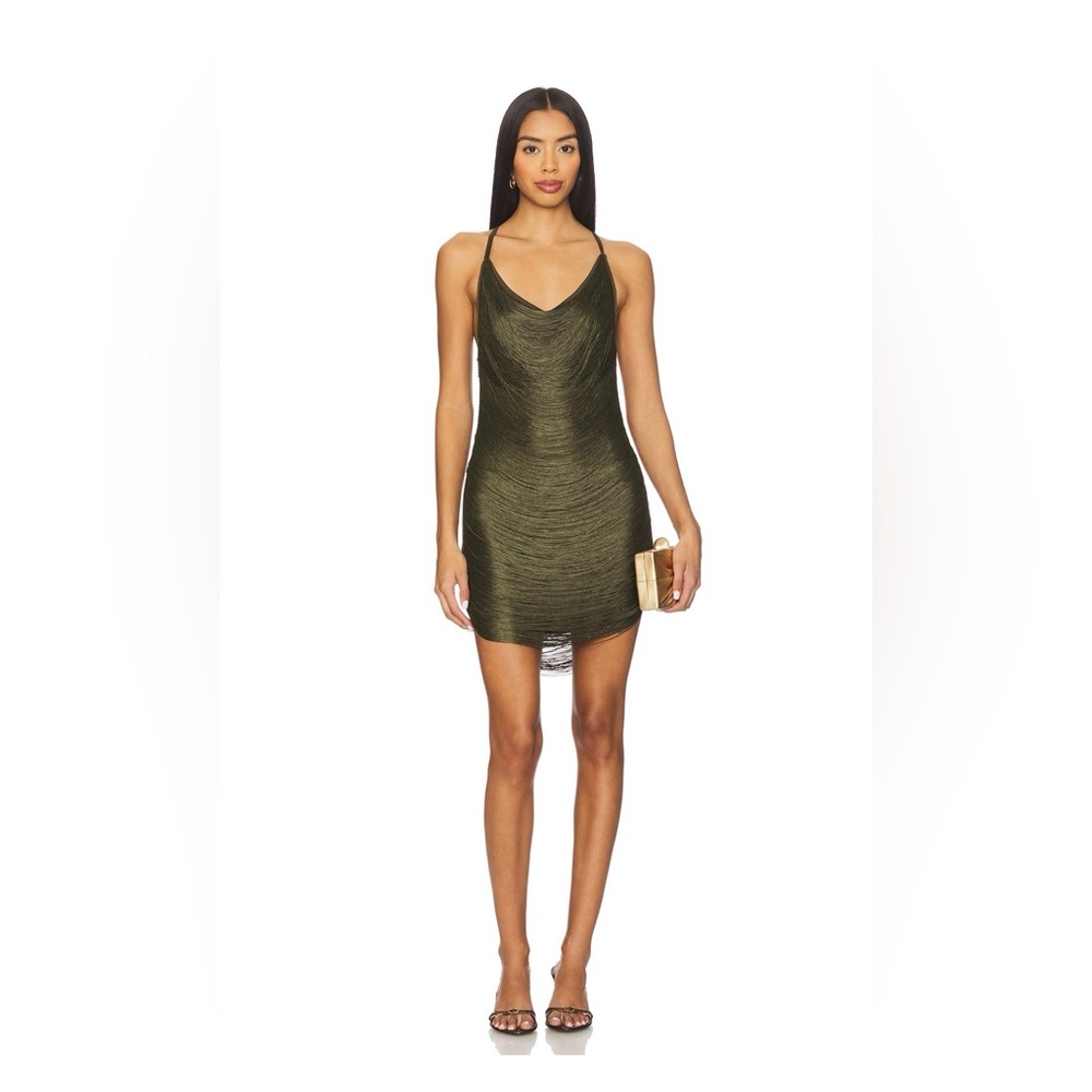 Jaded London Olive Green Draped Mini Dress